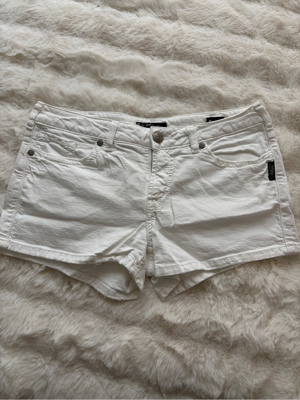 Silver Jeans White Denim Short Shorts
